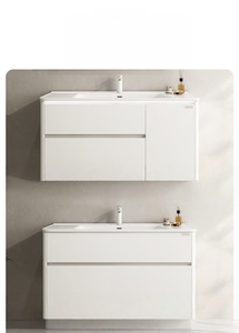 Nouvelle armoire de salle de bain suspendue intelligente blanche avec lavabo intégré en céramique - Product Image 6