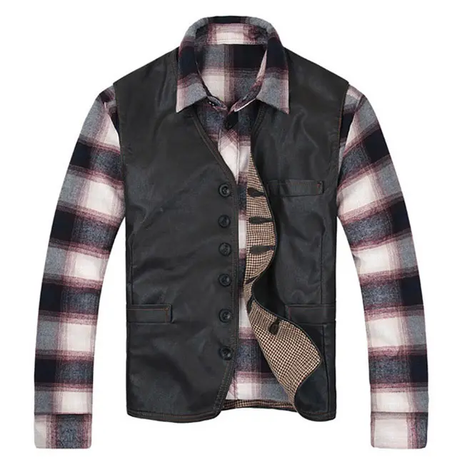 Fashionable mens PU vest leather waistcoat for winter