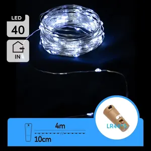 Guirlande lumineuse LED avec fil de cuivre, 4 m, piles bouton, lumière blanche fraîche, idéale pour la décoration et l'ambiance en - Product Image 3
