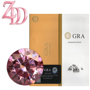 Cherry Blossom Pink Moissanite Round Loose Stone For Jewelry Making GRA Certified 8 Heart 8 Arrow Cut - Product Image 1