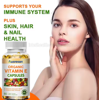 Ausreson OEM Gélules de Vitamine E Bio, Complément Végétalien Sans Sucre, Antioxydant et Éclaircissant pour la Peau
