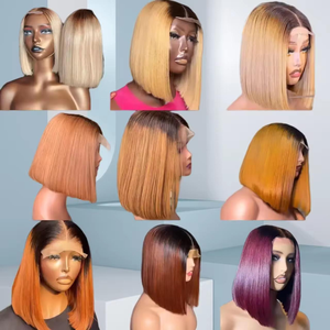 Trinh Nữ Lớp Biểu Bì Phù Hợp Tóc Đôi Rút Ra Thẳng <span class=keywords><strong>Bob</strong></span> Tóc Giả Với 2*6 Kim Đóng Cửa 100% Con Người Tóc Ren Phía Trước Tóc Giả Cho Phụ Nữ Da Đen - Product Image 1