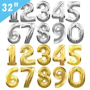 balões de aniversário número 28 Suppliers-Balões mylar de alumínio, balão de hélio de 32 polegadas, números de folha de números, 32 polegadas e feliz aniversário