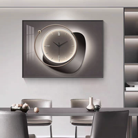 Lukisan Dinding Interior Ruang Makan Modern Horizontal Ruang Tamu Mewah Ringan Hiasan Rusa Kristal Jam Dinding Porselen
