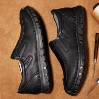 Chaussures pour hommes, bottes antidérapantes, mocassins cousus, semelle souple, respirantes, plates, faites à la main, taille 48, habillées