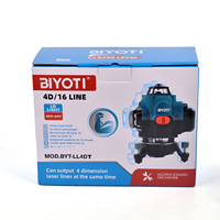 Niveau laser industriel de haute qualité BIYOTI BYT-LL4DT, ligne verticale croisée, faisceau vert 4D, diamètre de la sonde 16 mm, auto-nivelant