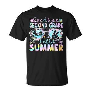 T-shirt unisexe à manches courtes et col rond pour enfants, impression numérique, reprise scolaire, remise des diplômes, Goodbye Second Grade Hello Summer - Product Image 1