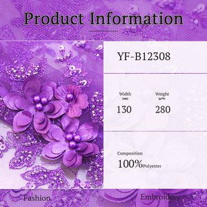 Mới Đến Handmade Đính Cườm Sequin Vải Đầy Màu Sắc Rhinestone 3D Hoa Ren Thêu Cho Quinceanera & Wedding Dresses - Product Image 2