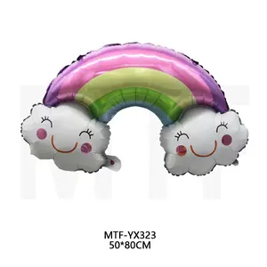 도매 알루미늄 Mylar 풍선 글로브 만화 헬륨 구름과 무지개 웃는 얼굴 호일 풍선