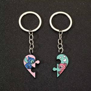 Llavero de Disney Lilo & Stitch, Figura de Dibujos Animados, Stitch, Ángel, Corazón de <span class=keywords><strong>Amor</strong></span>, Rompecabezas, Llaveros, el Mejor Regalo de <span class=keywords><strong>Amistad</strong></span>, Joyería - Product Image 1