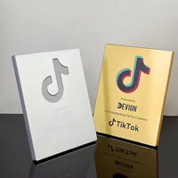 Plaque de trophée personnalisée en métal doré ou argenté pour bouton de lecture TikTok, vierges pour sublimation