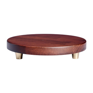 Base de présentation ronde en bois à 3 niveaux pour statue de Bouddha, pot d'aromathérapie, nouveau style chinois, imitation bois de noyer, support de bureau - Product Image 5