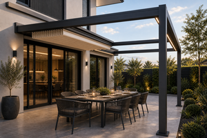 Pergola extérieure en aluminium à toit rétractable RK-E1, abri de patio résistant aux intempéries - Product Image 4