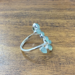 Anillo ajustable Aqua Calci con muchas piedras Anillo natural Joyería Anillo de plata esterlina 925 - Product Image 4