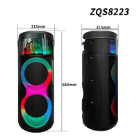 Enceinte portable sans fil ZQS8223 double 8 pouces avec lumières, son stéréo puissant, basses profondes, enceintes d'extérieur prenant en charge la double couplage