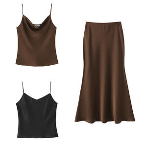 Falda de Satén con Cola de Pez y Cintura Alta Happy Plus, Talla Grande para Mujer, Color Sólido, Nueva Llegada de Otoño N9314 - Product Image 2