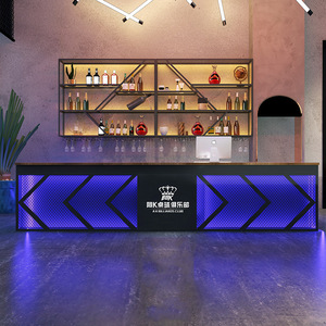 Quầy Bar bằng sắt rèn kiểu retro công nghiệp cho nhà hàng bida Phòng Thương mại sử dụng bàn tiếp tân cho thịt nướng - Product Image 4