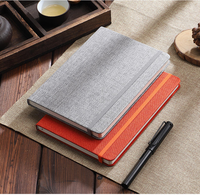 Carnet A5 personnalisable avec logo, reliure en lin, couverture rigide en tissu pour papeterie