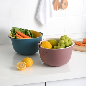 China Factory High Quality Kitchen Plastic <b>Sink</b> Colorblock Portable Double-layer Multi-purpose Fruit Vegetables Drain Basket - Product Image 1
