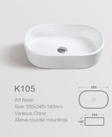 Vasque de salle de bain ovale en céramique de haute qualité, moderne, à poser sur le comptoir