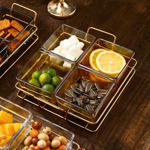 Luxurious Custom Servewave Serving <strong>Tapas</strong> <strong>Plates</strong> Set Dried Dessert Dishes with Stand Iron Snack Bars Restaurant Quality Glass - Product Image 4