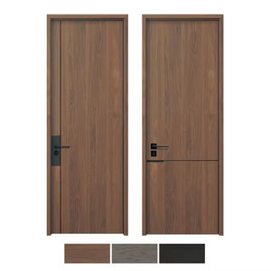 Chapa de madera de piel moderna Diseños personalizados <span class=keywords><strong>Puertas</strong></span> correderas interiores de madera de núcleo sólido precolgadas impermeables con marco - Product Image 1