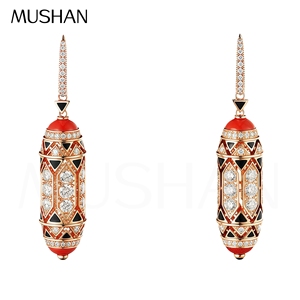 مصنع مجوهرات مُشان أقراط فيروز زرقاء فاخرة مرصعة بالفضة الإسترلينية أقراط متدلية للنساء ألماس عالي الكربون - Product Image 1