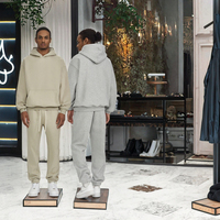 Ensemble de survêtement unisexe décontracté d'hiver 350G de haute qualité, pull à capuche oversize de couleur unie et pantalon de jogging ample grande taille