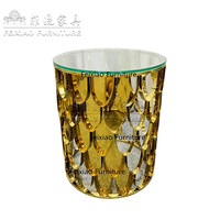 Élégant support à gâteau cylindrique en verre à effet écailles de poisson dorées pour la décoration de mariage