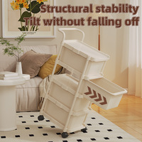 Armoire de rangement de chevet en plastique de style crème, chariot mobile sur pied, petite étagère à 5 niveaux, rangement pour collations, jouets pour bébés, chambre à coucher