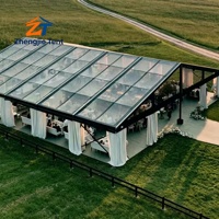 Tenda Pameran Pernikahan Mewah Berbingkai Aluminium Hitam Elegan, Atap Transparan Tahan Api, Cocok untuk Acara Pesta Luar Ruangan Empat Musim