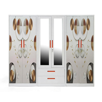 Armoire de rangement pour la maison avec grand espace de rangement, armoire en métal avec porte battante et miroir pour la maison, l'hôtel, la chambre à coucher