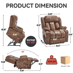 Fauteuil inclinable électrique à double moteur avec positionnement infini, mécanisme robuste, massage et chauffage lombaire pour personnes âgées - Product Image 6