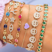 Gemnel Silber Herz Tennis Armband Multi Edelstein Lünette Armband Custom Länge Pink Saphir & Smaragd Stapelbarer Schmuck