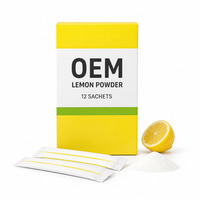 Mélange de poudre de citron en marque blanche OEM, 12 sachets par boîte, à base d'acide citrique et d'huile de citron, pour les propriétaires et les acheteurs de marques mondiales