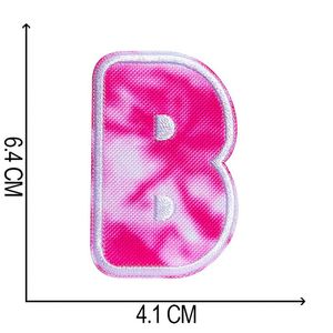 New Iron on 6.5CM Tie-dye Twill Embroidery Hot pink Letter Embroidery Letter Patch for Bag Clothes Hat Decoration - Product Image 3