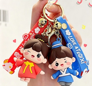 <span class=keywords><strong>Porte</strong></span>-clés PVC style chinois mignon pour <span class=keywords><strong>couple</strong></span>, pendentif 3D, breloque de sac, <span class=keywords><strong>porte</strong></span>-clés de voiture, non toxique, léger, cadeau de Saint-Valentin - Product Image 3