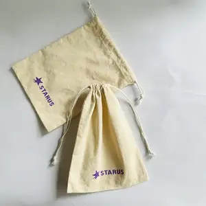 Kantong katun Muslin alami kualitas tinggi hadiah tas debu tas kemasan kain katun tas hadiah dengan Logo