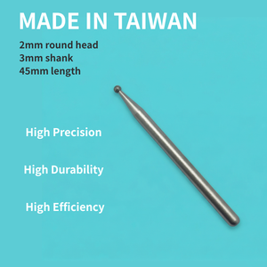 Fresa de diamante de punta esférica OEM de 3 mm de vástago x 45 mm x 2 mm de alta dureza para arte de uñas, joyería y mecanizado de precisión - Product Image 1