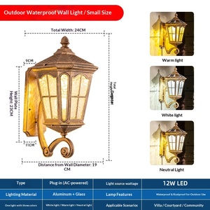 Lampada Solare <span class=keywords><strong>da</strong></span> Parete IP65 Impermeabile in Alluminio Stile Retrò per <span class=keywords><strong>Giardino</strong></span>, Villa, Esterno, Balcone e Cancello - Product Image 6