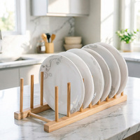 Égouttoir à vaisselle en bambou, support pliable en bois pour assiettes, bols, tasses et couvercles, organisateur de comptoir de cuisine