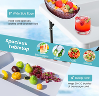 Table de refroidisseur de glace en plastique blanc de 120cm avec évier et jupe amovible