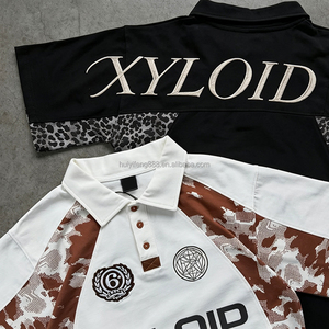 Camisetas de polo de rugby personalizadas con diseño de guepardo, camisetas de polo de leopardo transpirables, bordadas e impresas para hombre. - Product Image 2
