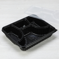 Boîtes à lunch jetables en plastique sans BPA, compatibles micro-ondes, à 4 compartiments, avec design à 4 niveaux