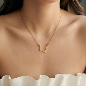 Collar de Acero Inoxidable con Signo Zodiacal, Colgante de Constelación Geométrica, Cadena para Clavícula de Uso Diario, Conjunto de Joyería de Moda - Product Image 2