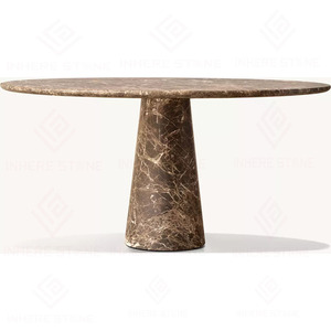 Table à manger en travertin naturel de luxe sur mesure, table à manger ronde en marbre moderne et simple, meubles faits à la main pour la maison, l'appartement et l'hôtel - Product Image 4