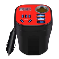 8 Port 12V ke 220V AC Output Tahan Air Pengisi Daya USB Ganda Aksesori Soket Daya Konverter Mobil Adaptor Kendaraan