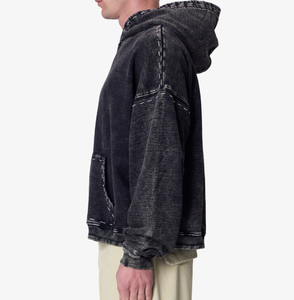 <span class=keywords><strong>Sudadera</strong></span> con Capucha Vintage Personalizada, <span class=keywords><strong>Sudadera</strong></span> con Capucha de Moda con Estampado Bordado en 3D, Logotipo Personalizado, Lavado Desgastado, Estilo Urbano para Hombre - Product Image 3