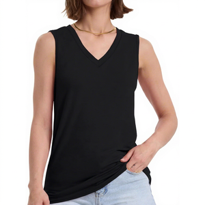 Women's Casual Streetwear Tank <b>Top</b> Solid Color <b>Sleeveless</b> Soft Touch Spandex/Cotton Fabric Quick Dry Breathable Trendy <b>Summer</b> - Product Image 1