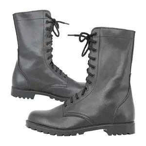 Custom Molded Sole Tactical Boots Black Leather Strong Combat Boots for Men